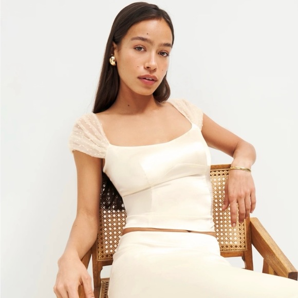 Reformation Tops New Reformation Bridget Silk Fior Di Latte